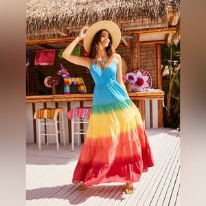 Jessica Simpson Rainbow Dip Dye Tiered
Maxi Dress